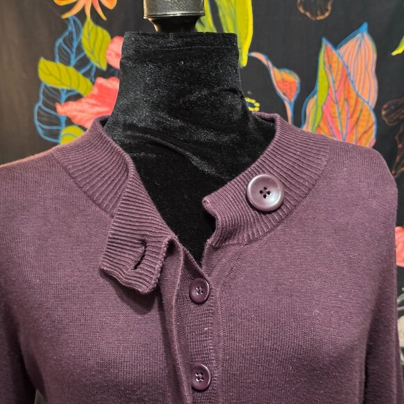 MOSSIMO 3/4 Sleeve Button-Down Cotton Blend Cardigan Sweater, Magenta, XS - Picture 9 of 15